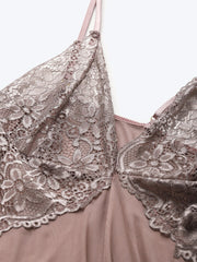 Sexy women's pajamas deep v lace suspenders nightdress eyelashes lace sexy girl pajamas home skirt