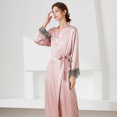 Women Spring Summer Long Style Sleepwear Nightgown Comfortable Pajamas Homewear Womens Sleepwear Silk Nightwear Robes Bathrobe