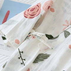 ثوب نوم كيمونو ياباني للسيدات للربيع والصيف رداء حمام نسائي 100% قطن حبل نوم أنيق زهور خدمة منزلية