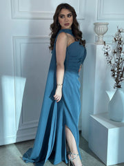 Dark green elegant knitted hip dress