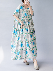 Small printed dress 150 pounds 180 pounds plus fat size dress fat mm large size women's temperament long dress