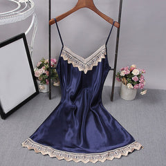Pajamas women summer silk sexy nightdresses ladies summer lace sleeveless plus size pajamas