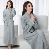 Cotton Waffle Bathrobes Men And Women Couples Absorbent Bathrobes Hotel Nightgown Bathrobe Lounge Negligee Sleepwear Plus Size Bathrobe