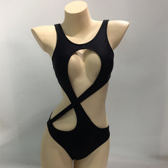 Sea Voice Swimsuit Cross-border European and American Sexy Bikini Hollow Black One-Piece Swimsuit Women