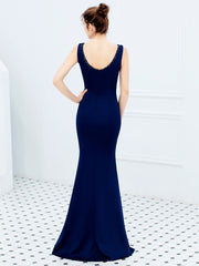 سيدتي فستان سليم بلون واحد