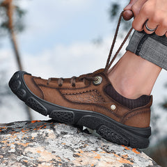 Men's shoes leather spring breathable leisure frosted leather shoes sports outdoor hiking shoes men's non-slip wear-resistant