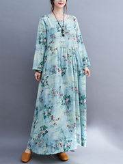 Middle-aged fat mother clothing 180 jin plus fat plus size dress retro print long skirt temperament women's skirt