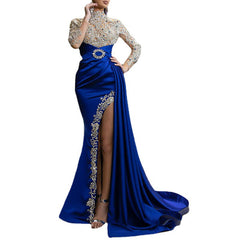 New evening dress round neck dress long skirt dress High Quality Hot Sale spot goods