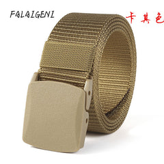 Men's non-metallic non- buckle tactical outdoor sports nylon belt student military training security canvas pants belt