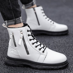 Plus velvet warm high-top shoes men's autumn 2020 new hiking shoes men's shoes plus cotton shoes sneakers Korean version of the wild outdoor