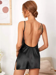 Sexy Women's Nightwear Deep V Halter Sling Nightdress Home Lingerie Short Skirt
