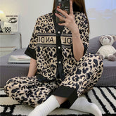 Ladies Pajamas Elegant Ice Silk Summer Long-sleeved Two-piece Sweet Homewear