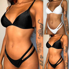 Women's Swimsuit Soild Print Push Up Bikini Split Swimsuit Two piece Swimwear Bathing Suit Beachwear