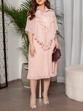 Pink chiffon elegant ruffled pleated dress