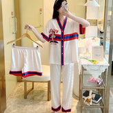 Summer new Mickey cute short sleeve + shorts + trousers three-piece pajamas