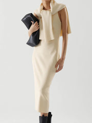 Slim Knitted Long Dress Women Minimalist Elegant Office Ladies Sleeveless O-neck Casual Tank Dress Summer Bodycon Dresses