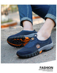 2021 summer new outdoor sports shoes men's lazy shoes cover foot mesh casual breathable hiking shoes middle-aged and elderly shoes
