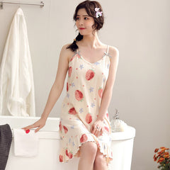 Plus Size 5XL Young Girls Cotton Nightgown Sexy Spaghetti Strap Night Dress Lady V-Neck Nighties Sleeveless Sleepwear Nightwear