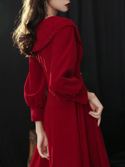 Ladies Long Long Sleeve Lapel Fashion Banquet Party Dress LX420