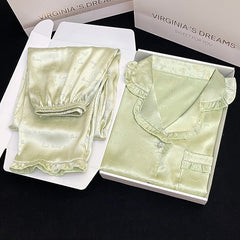 Sweet purple tulip wearable women's pajamas long-sleeved home clothes silk suit