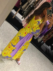 Printed Elegant Panel Tie Belt Dress