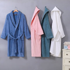 Solid Hotel Robe Cotton Robes Toweling Terry Robe Lovers Men And Women Robe Bathrobe Soft Sleeprobe Female Casual Homewear