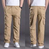 New men's adjustable adjustable pants, men's pants, loose casual trousers, outdoor hiking adventure overalls, large pockets, pure cotton.