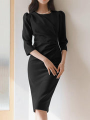 فستان ZANZEA النسائي المثير ذو قصة ضيقة فستان صيفي متوسط الطول للحفلات للسيدات فساتين مكتب متينة أنيقة للعمل OL Vestido رداء قفطان نسائي