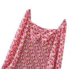 Elegant Floral Printed Mini Dresses Women Autumn Puff Long Sleeve Dress Female Chic Bodycon Dresses Vestidos