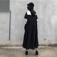 2023 Summer Sweet Peter Pan Collar Kawaii Ruffle Short Sleeve Teen Girls Black Gothic Loose Fashion 3*18
