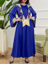 Blue Elegant Paneled Fringe Satin Dress