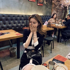 QWEEK 2021 Fashion Korean Style Knitted Dress Winter White Women Knit Bodycon Dress Elegant Long Sleeve Dress Knitwear For Women