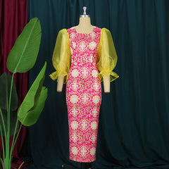 الانطباع الأنثوية Bodycon فيستدو خمر مانغاس سوبر ريتالهوس أوتونو بريمافيرا أنيقة مودا فيستا دي نايت فيستدو ريترو اللازورد فيستدوس