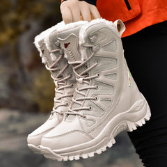 Men Boots Autumn Winter Snow Boots Plus Velvet Warm Boot Men Cotton Boots -top Casual Outdoor Boots Lovers Hiking Travel Shoes Size 36-46