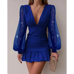 Casual Urban Casual Women's Chiffon V-Neck Pleated Skirt Dress