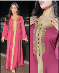Moroccan kaftan Ramadan Eid Jalabiya Fashion Muslim Arabic Abaya Dress Moroccan Kaftan Diamond Jalabiya Women Robe
