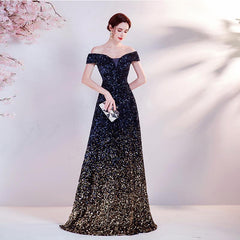 Hadient black elegant temperament dinner stage costume host catwalk long banquet evening dress