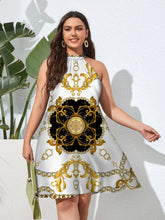 Sleeveless Lace Up Large Dress Street High Print Beach Dress Slim Fit Sexy