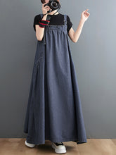 Plus size women's denim suspender skirt retro dress 2023 spring and summer sleeveless big dress female