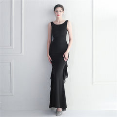 Best-selling models Multi-color heavy craft beaded satin and chiffon wedding dinner etiquette sexy dress long