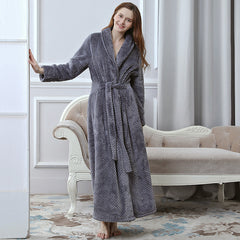 women Winter Plus Size Flannel Bathrobe Kimono Lengthen and thicken Warm Bath Robe female Cozy Robes Night Sleepwear Women casual home wear