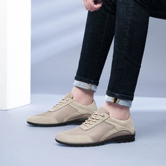 Men's sports shoes, spring -top mesh shoes, hiking shoes, flat-bottomed large size driving sports shoes