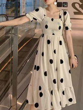 Short-sleeved dress women's polka dot elegant French retro design new 2XL women's dress party Korean style ruffles fashionable and cute