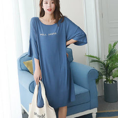 2019 summer plus size home casual dress women letter print sleepdress cotton short sleeve strapless nightdress sleepshirts lady