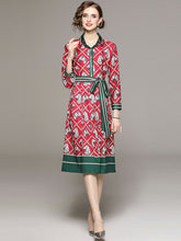 European and American fashion all-match slim waist positioning print dress