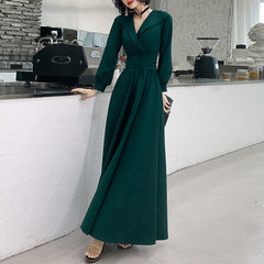 Ladies V Neck Long Sleeve Party Evening Dress Fashion Party Dress LX133