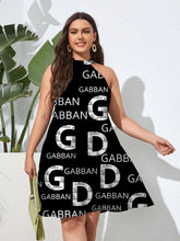 فستان نسائي مقاس كبير مطبوع عليه حروف كاجوال بأربطة مثير للحفلات بدون أكمام شارع عالي بوهو