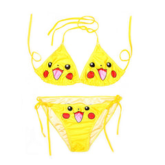 European and American sexy fashion temptation three-point split comfortable bikini swimsuit Pikachu print