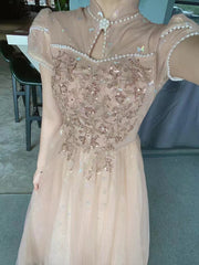 Champagne color cheongsam evening dress female banquet annual meeting light luxury niche high-end host art examination dres