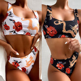 High waist bikini Push up swimwear women 2021 Dragon printed bikini set Retro swimsuit female Bathing suit
